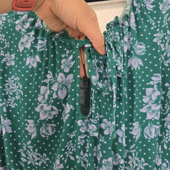 Free People One On One Date Bodysuit Bell Sleeve Emerald Green Floral NWT Sz S - Picture 4 of 7